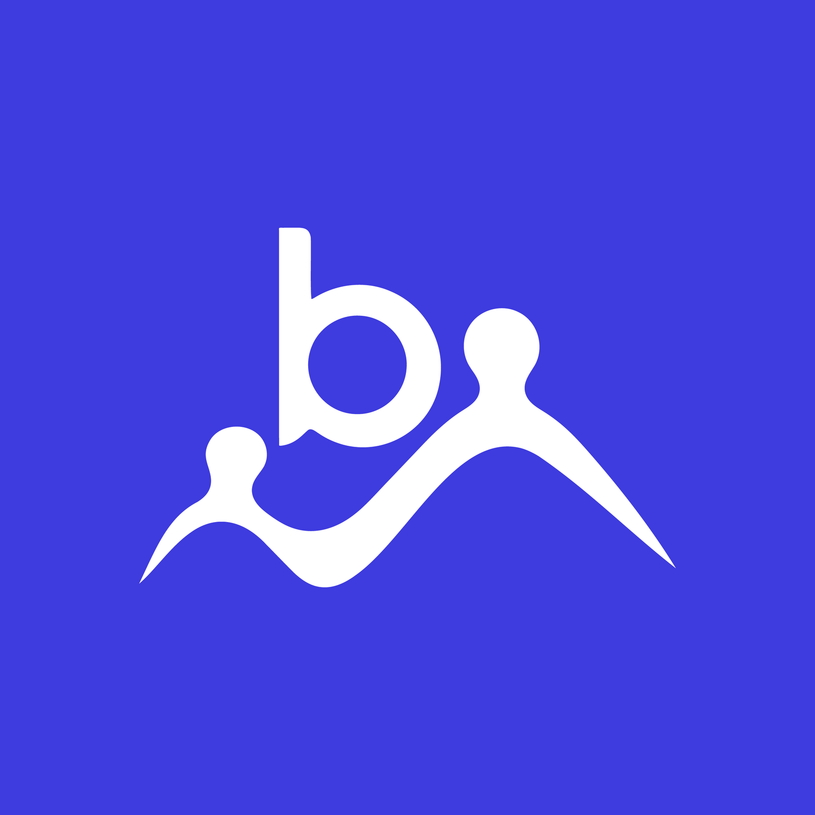 Brothers Watch House logomark featuring a stylized lowercase ‘b’ integrated with two abstract human figures connected by a curved line, symbolizing unity and heritage, set against a solid blue background.